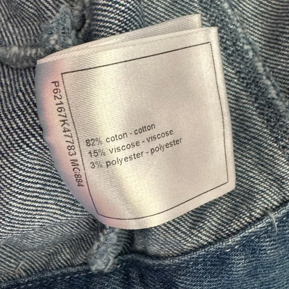 Cropped Ruffle Sleeve Denim Jacket Made Italy Parisian Couture Chic 36 - Picture 11 of 13